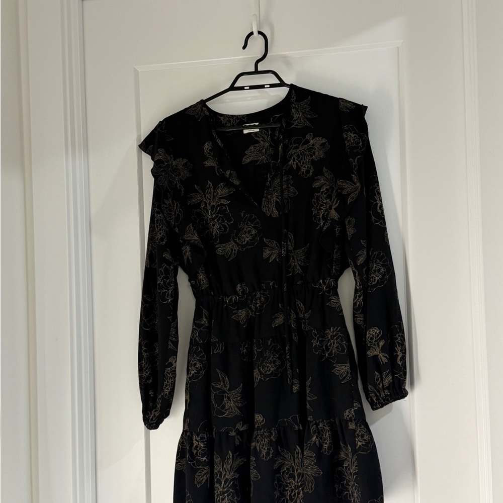 Wilfred Floral Black Dress (Size S, Feminine Tiered Style)
